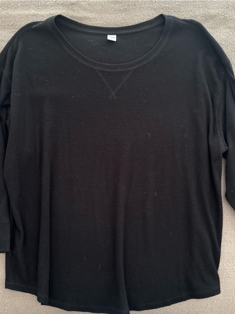 Old Navy Black Waffle-Knit Long Sleeve Top